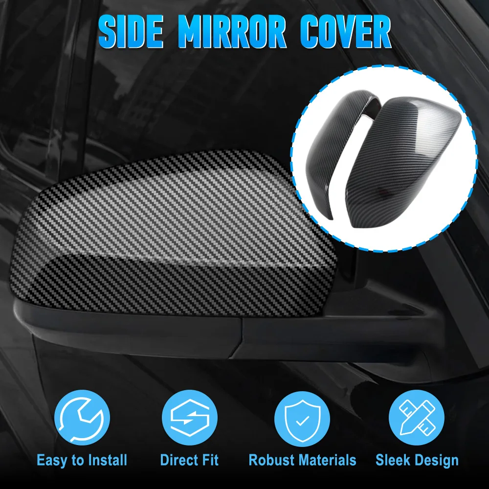 

2Pcs Side Door Wing Rearview Mirror Cover Trim Left Right for Toyota 4Runner 2025-2026 Carbon Fiber Style