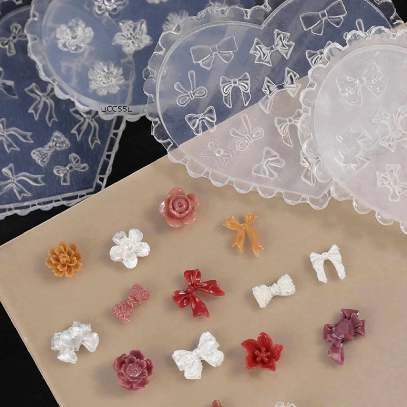 〔CC55〕Forma Silikonowa Serce Róża Kokarda Królik Motyl Forma do Paznokci Ozdoby do Paznokci DIY Design Płytka do Stemplowania Forma do Manicure