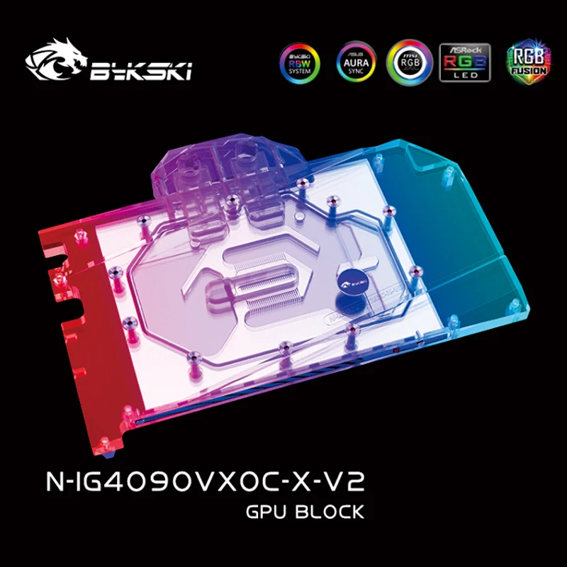 Bykski N-IG4090VXOC-X-V2 Water Block dla Colorful GeForce RTX 4090 Advanced / LAB OC GPU Card Copper Cooling Radiator RGB SYNC