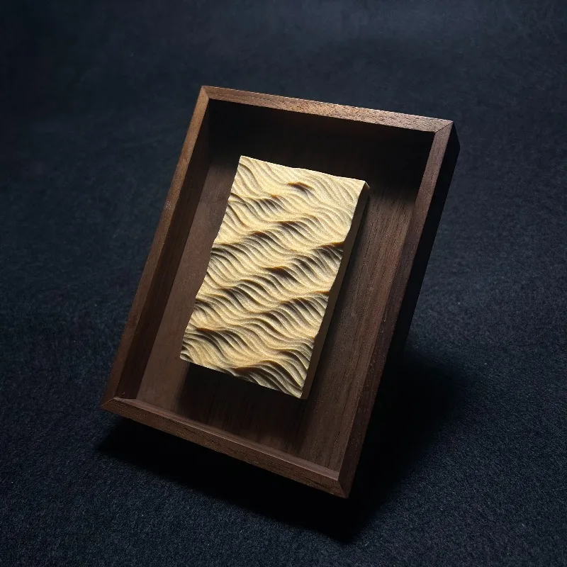Hand-carved Wood Art Panel Dongting Breeze Ma Yuan Basswood Wooden Sculpture Relief Carving Home Decor Wall Art 12cm Handmade