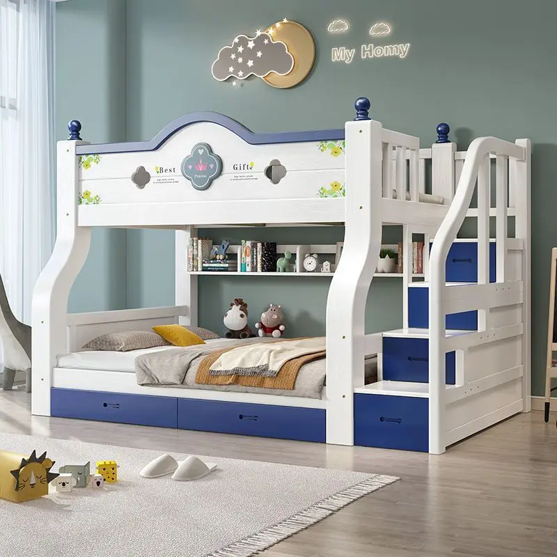 -For ModernCombined Bunk Bed Children Luxury Loft Bed Boys Girls Home School Hotel Apartment Baby Bed Bedroom Furniture Wood&