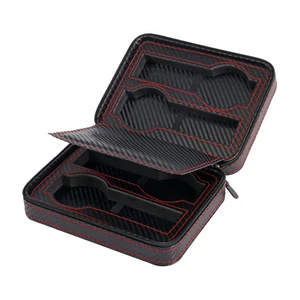 4 Slots Carbon Fibre Watch Box Bag Display Zipper Case Display Storage Portable Travel Holder Case Portable PU Organizer