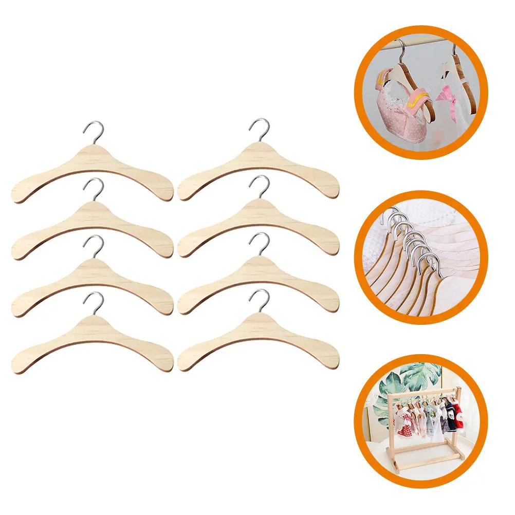 

8Pcs Mini Wooden Clothes Hangers Small Hangers for Mini House Clothes Storage Hanging Organizer Miniature Hanger