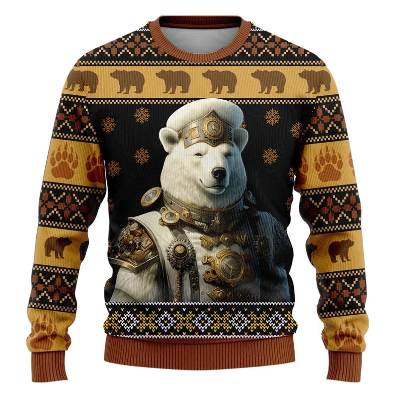 موضة Steampunk الحيوان الجرافيك بلوزات ساعة التروس الكلب الأرنب الدب القبيح عيد الميلاد سترة الصبي Y2k الشارع الشهير الاطفال البلوفرات