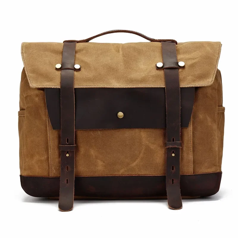 Retro Motorcycle Side Bag Waterproof Canvas Crossbody Saddle Pouch for Cycling Travel Storage Anti Splash Shoulder Gear Pack