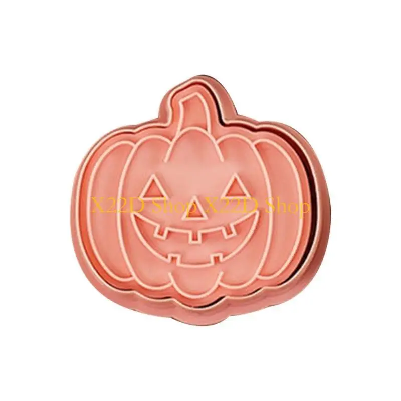 X22D 10Pcs Halloween Cookie Cutters and Stamps for DIY Pumpkin Party Molds Halloween Baking Tool Horror Pumpkin Mold Craft