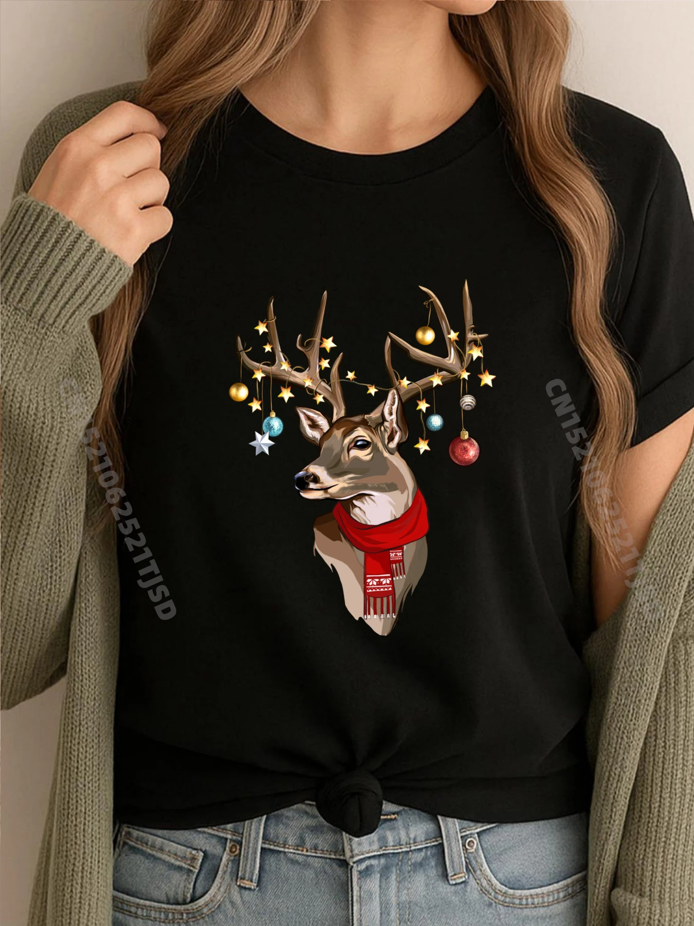 

Бак Рога оленя Рождественские огни Шарф Рождественская вечеринка Мужская дизайнерская одежда Мужские футболки Пасхальный день