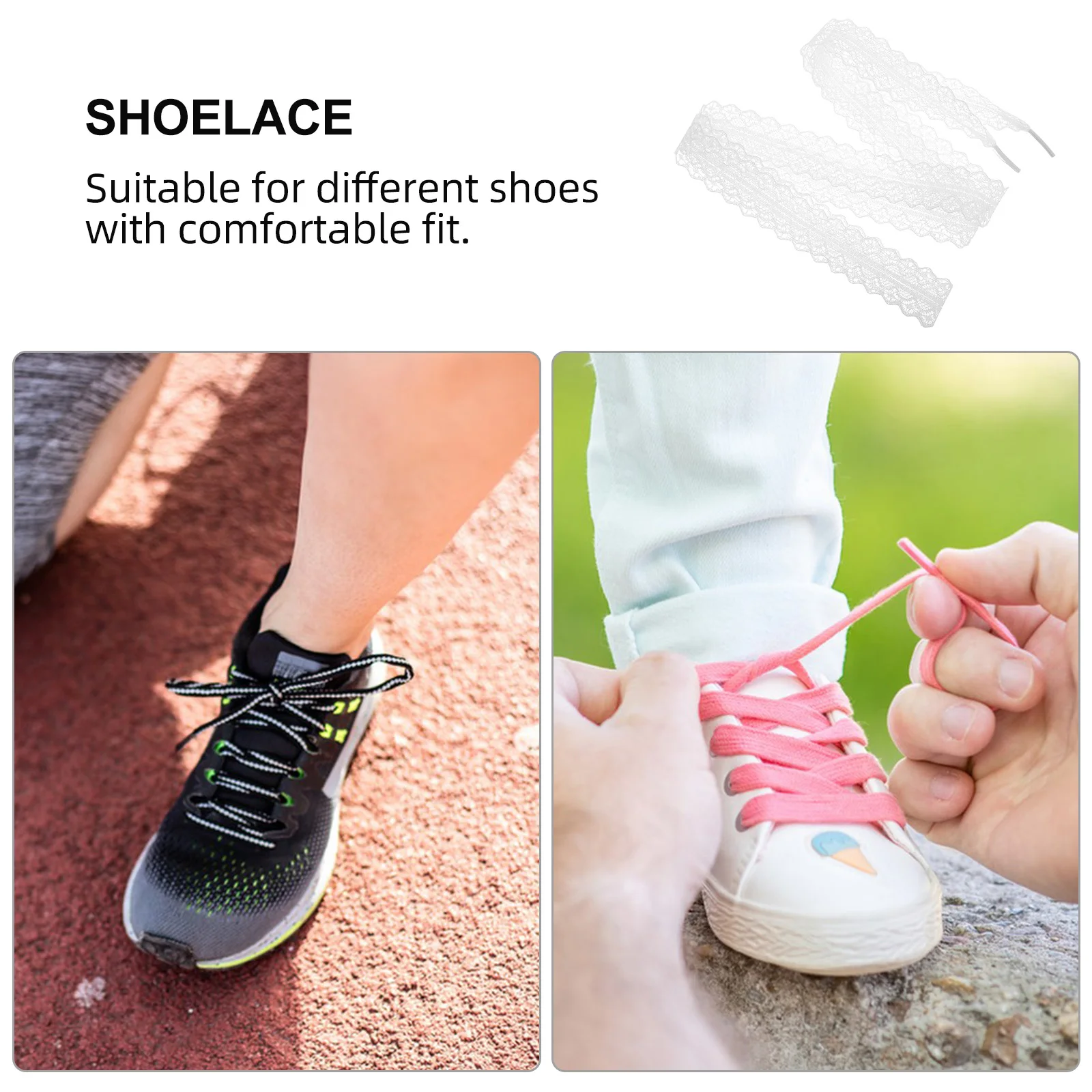 

2pcs Lace Shoelaces Cute Accessories Fashionable Design Versatile Use Durable Material Ballet Inspired Graceful Look Wide Ribbon