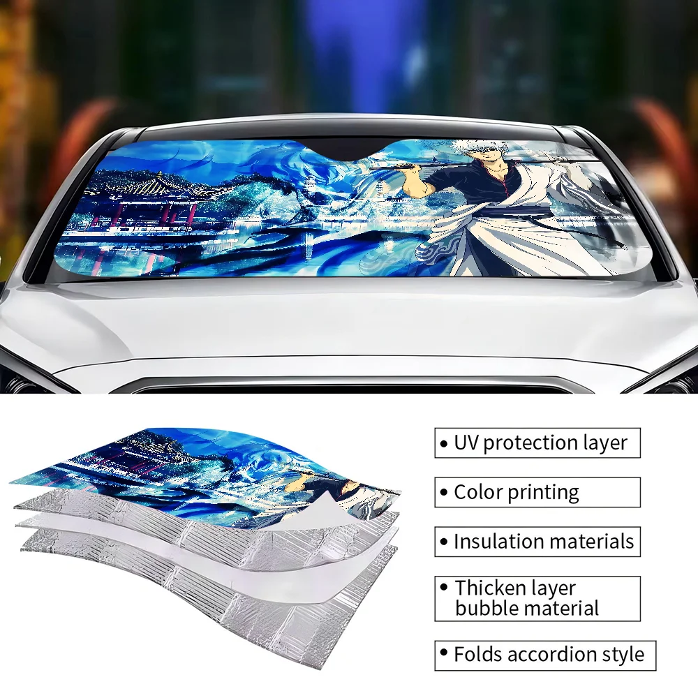 GINTAMA Anime Windshield Sunshade Anime Cute Car Front Windshield 70x130cm Sun Visor Heat Reflector