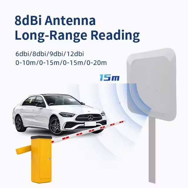 Yistar UHF Reader 10m Long Range Reader with 8dbi Antenna RS232/RS485 Uhf Rfid Integrated Reader for Parking Lot Management