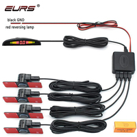 EURS LED 4 Sensors 16mm Reversing radar for car Original Flat  Park Sensor Alarm Parking Radar System 6 Color