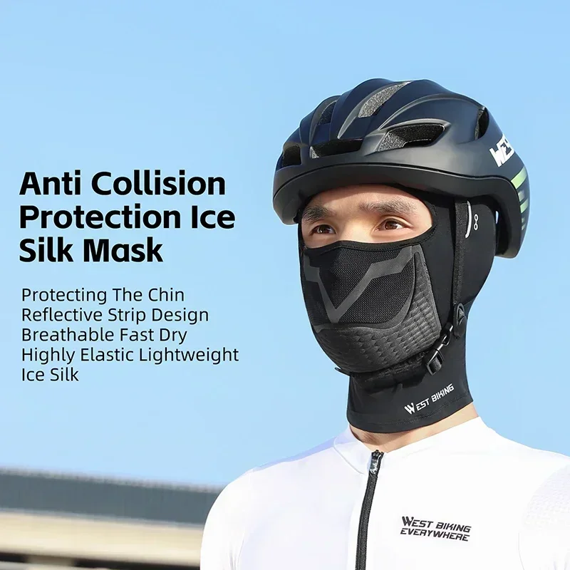 قبعات WEST BIKING الصيفية المقاومة للشمس لركوب الدراجات لكامل الوجه لحماية الذقن بالاكلافا من الحرير الجليدي وقناع قابل للتنفس معدات رياضية للتبريد #4