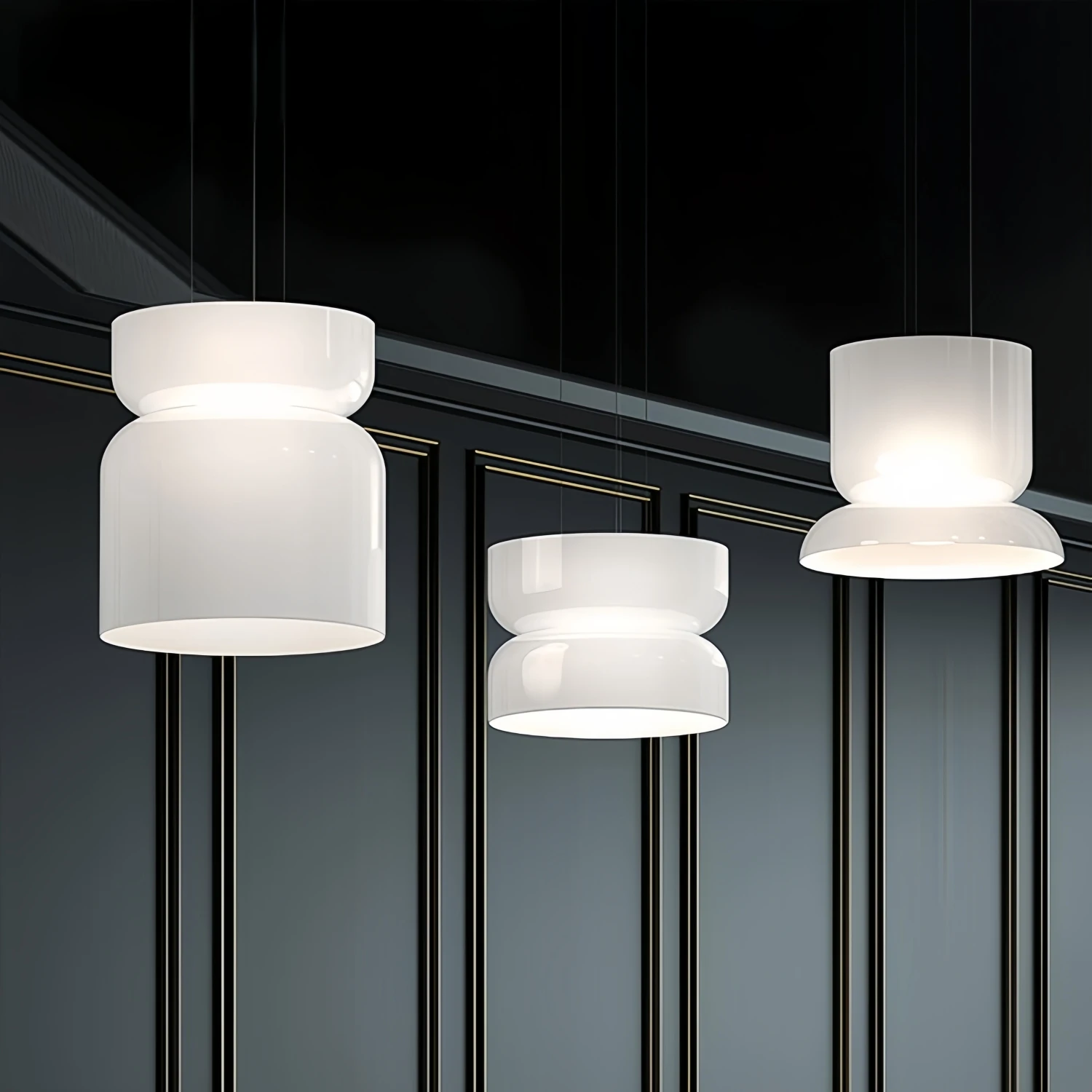 Italian Creative White Glass Shade Pendant Lights Nordic Led Bedside Lamp Round Hanging Lighting for Bar Dining Room Decor Light