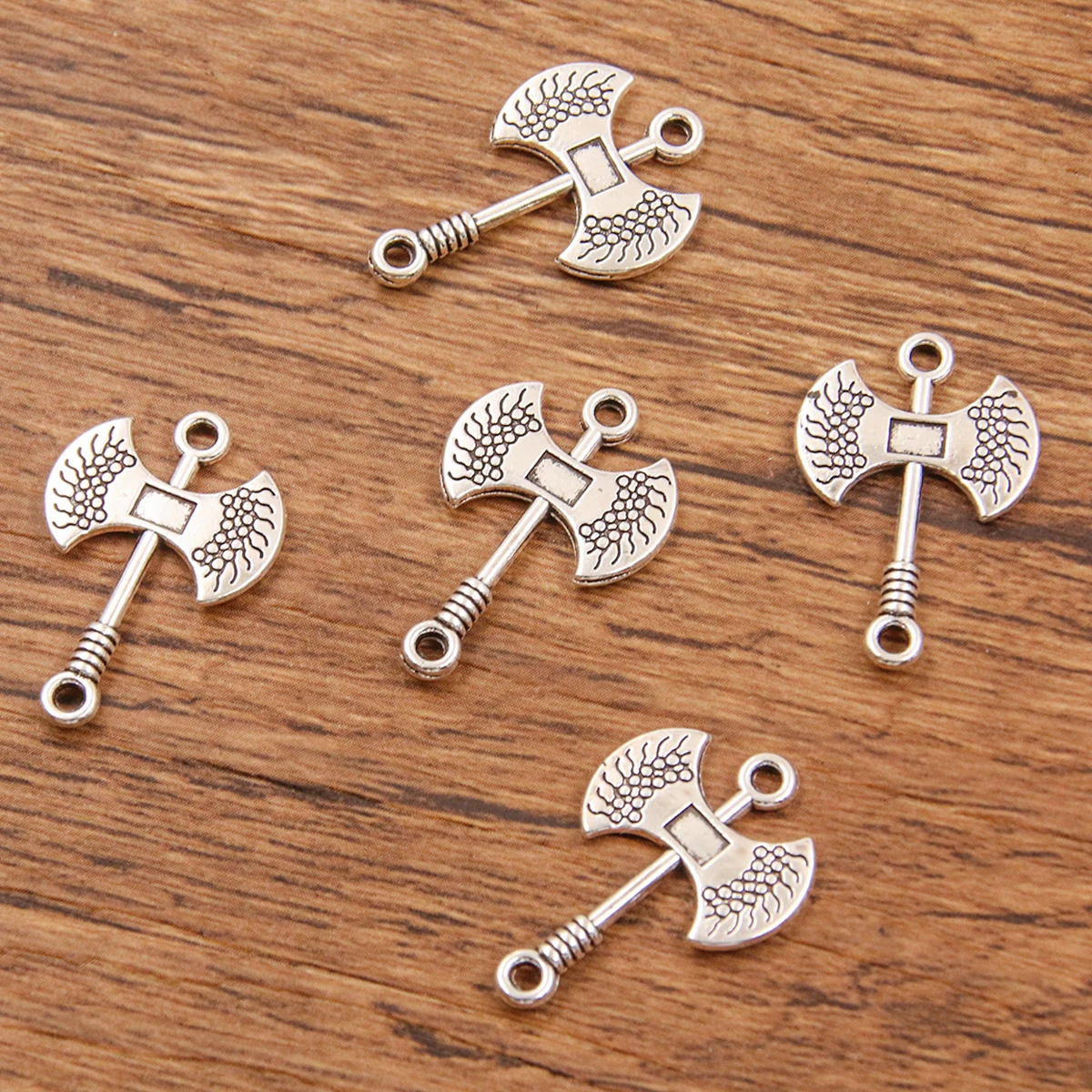 20PCS 4 Styles Mixed Alloy Simulated Weapons Charms For Jewelry Making DIY Handmade Axe Sword Trident Pendant Connector