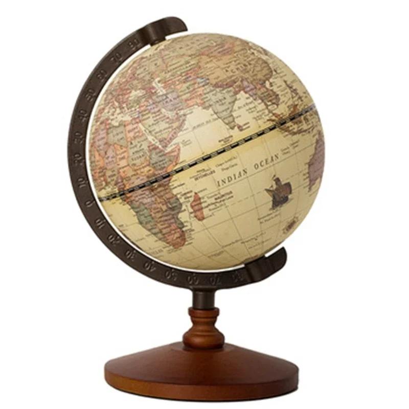 

2025 New Retro Wooden Ball Home Decoration School Student Education Supplies globe globe earth