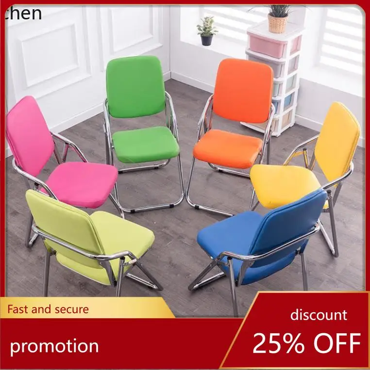 

Hxl foldable dining chair backrest chair simple conference stool portable