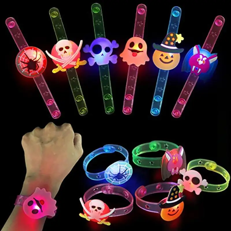 New！Halloween LED Light Up Bracelets With Cute Cartoon Designs Perfect For Halloween Party Trick Or Treat Favors Gifts