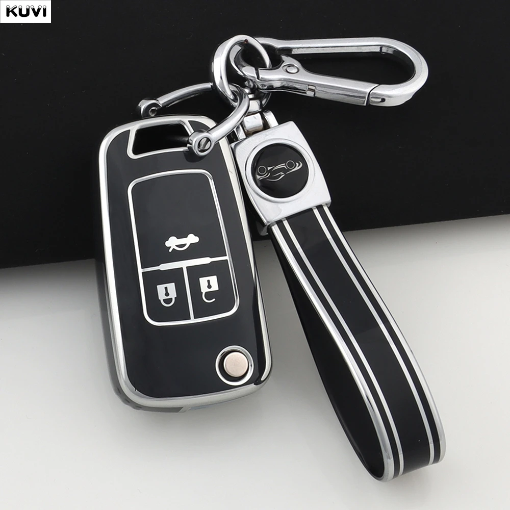 3 4 Buttons TPU Car Folding Key Case Cover Fob Keychain For Chevrolet Cruze Aveo Camaro Epica Lova Sail Spark Opel Astra Corsa
