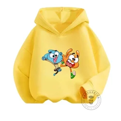 New Fall 2024 Kids' Hoodie Novelty Fashion Korean Sweatshirt-The Amazing World of Gumball Boys Girls Kawaii Clothing Original