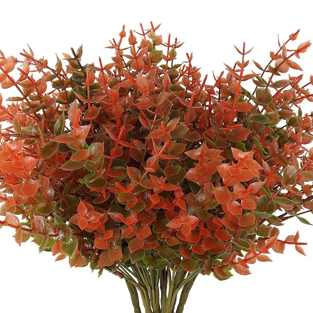 4Pcs New Plastic Artificial Flower Eucalyptus Artificial Faux Fall Flower Bunch Autumn Potted Fake Persia Grass