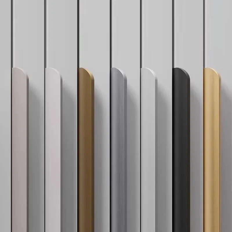 2PC 40mm Aluminum Alloy Curved Edge Sealed Cabinet Handle, Light Luxury Cabinet Drawer Cabinet  Invisible Wardrobe Door Handle