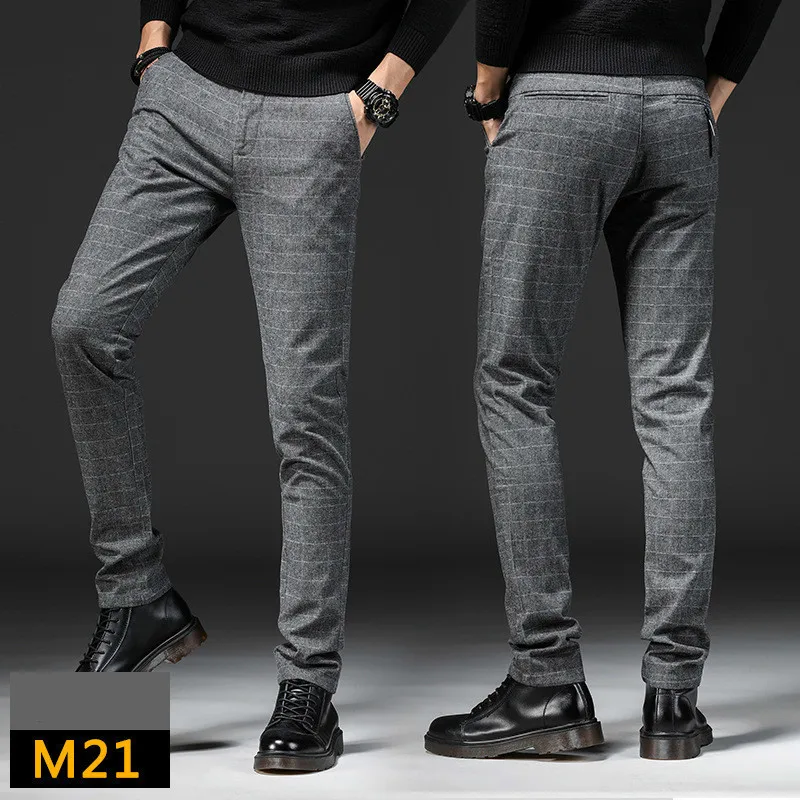 Pantaloni Casual scozzesi uomo Nice Autumn Pop Fashion Suit pantaloni grigio nero pantaloni dritti uomo Streetwear Pantalon Hombre