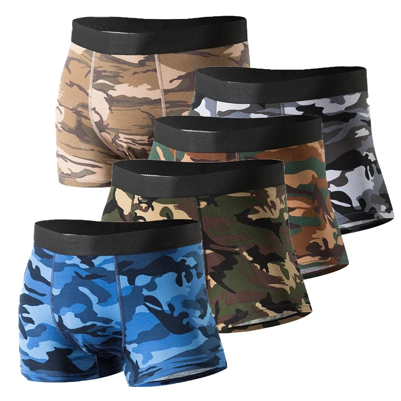 Brand Camouflage Sexy Underwear Men Military Mens Cotton Boxers Panties XXXL Gray Boxer Shorts Comfortable Pack mutande Uomo New