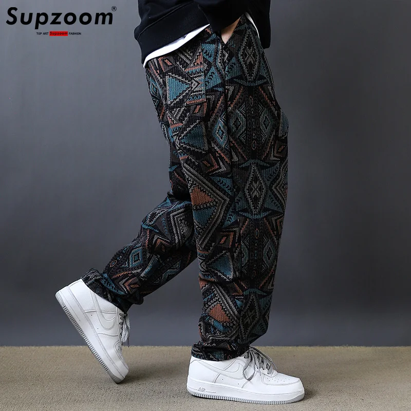 Supzoom New Arrival Top Fashion Loose Cotton Pockets Selling Retro Print National Style Casual Cargo Pants
