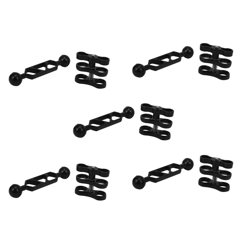 AS95-5X アルミ合金スキューバダイビングライトトーチデュアルボールジョイントアームと 5 セットバタフライクリップクランプマウント