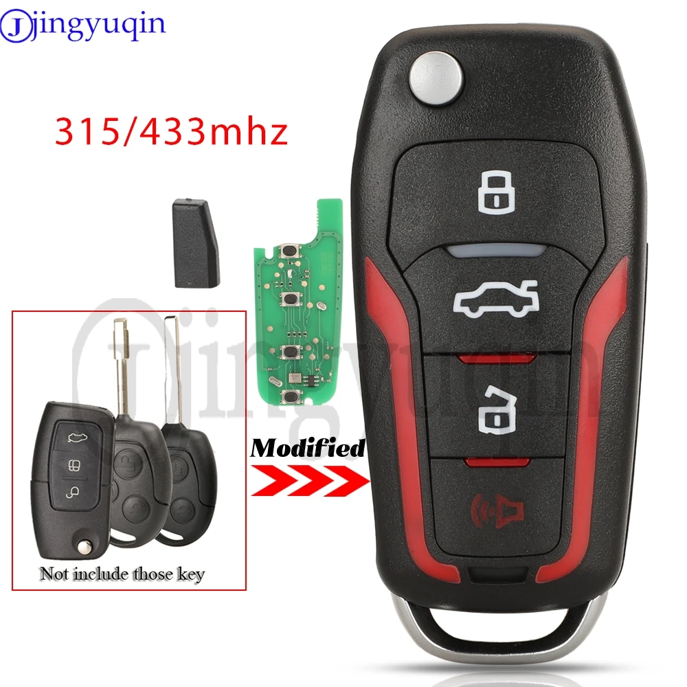 

Jingyuqin 315 МГц 433 МГц 4 кнопки модифицированный дистанционный ключ для Ford Focus Fiesta Transit Mondeo Fusion с лезвием HU101 FO21