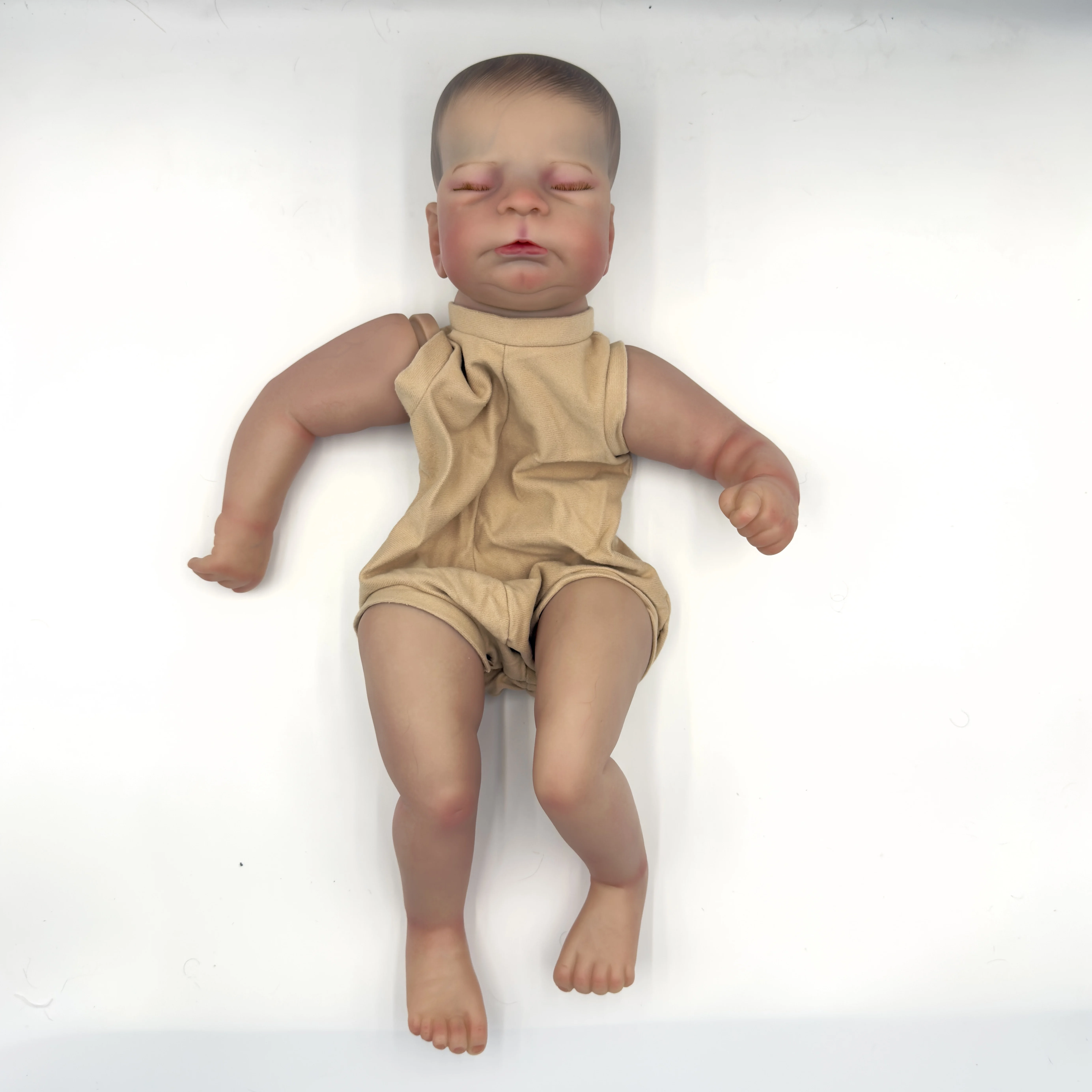 NPK 18inch Already Painted  Timothy Lifelike Reborn Doll Parts Baby 3D Painting with Visible Veins Cloth Body Included