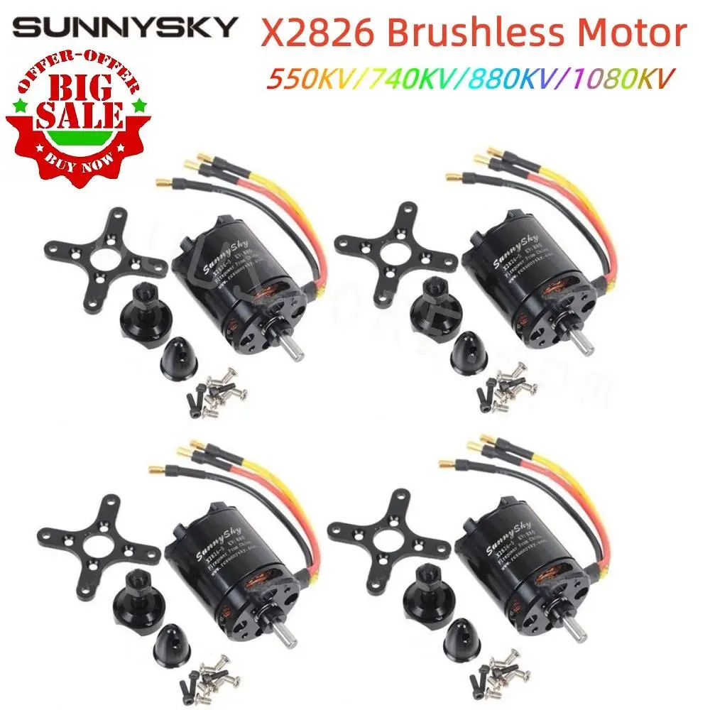 1/2/4PCS SunnySky X2826 550KV 740KV 880KV 1080KV Outrunner External Rotor Brushless Motor for RC Helicopter UAV Model Airplane