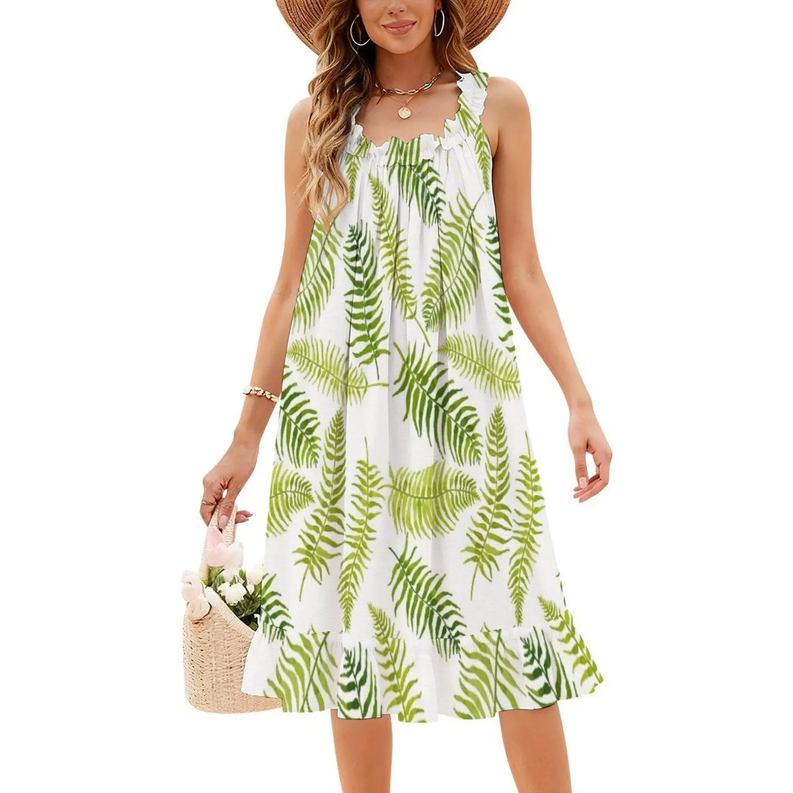 فستان فرن ليملايت بوهو أنيق أنيق لحفلات الزفاف على الشاطئ وحفلات السرخس ومحافظ السرخس Much Fern فستان نسائي