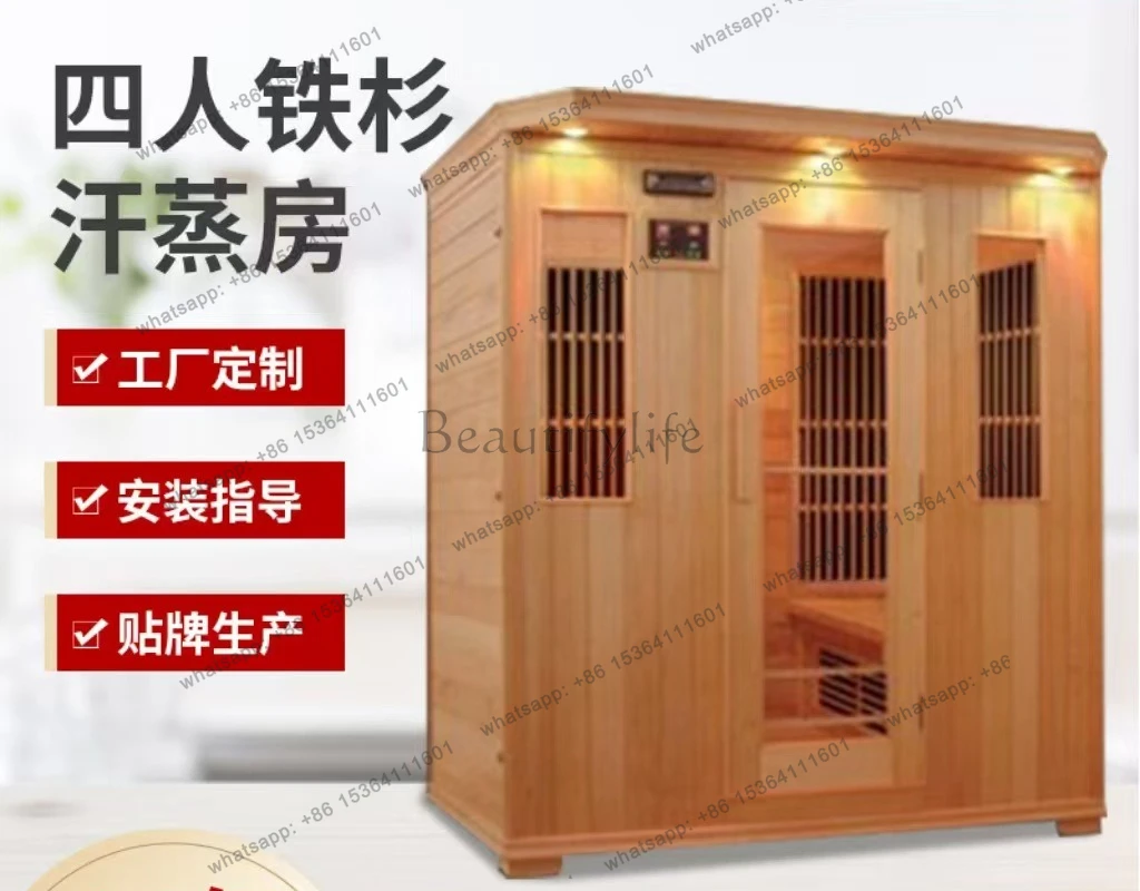 Family-style four-person mobile steam room, sauna, hemlock wood equipment
