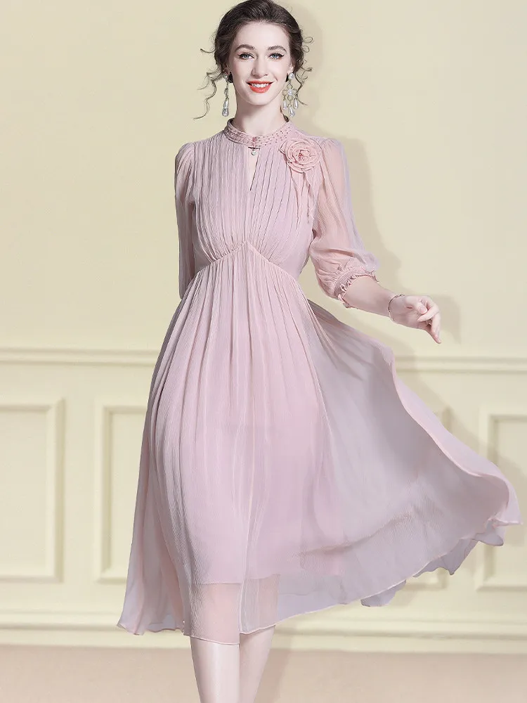 AYUNSUE 100% Real Mulberry Silk Beach Dress Elegant Dress for Women Summer Clothes High-end Woman Party Dresses Платье Женское