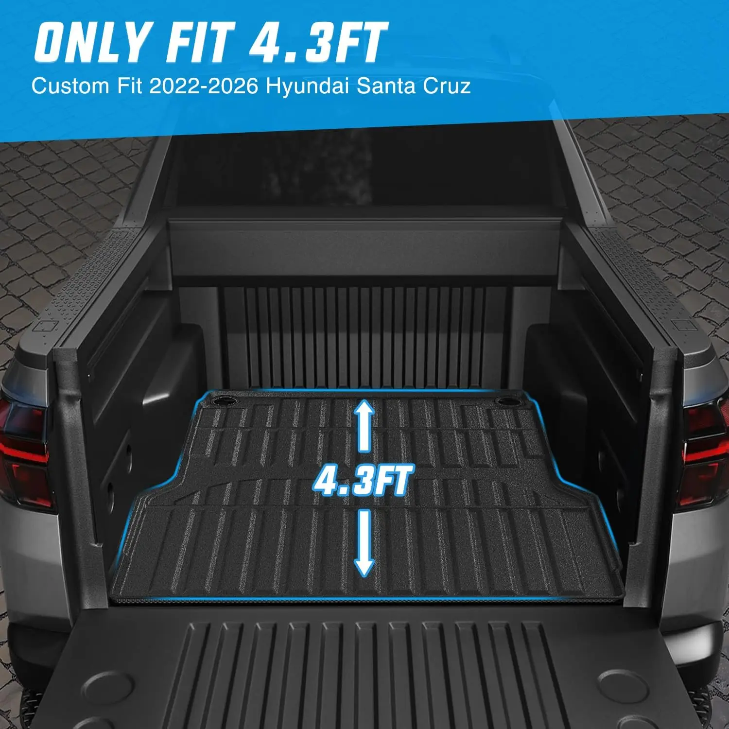Nilight Truck Bed Mat Compatible with 2022-2026 Hyundai Santa Cruz 4.3 FT, Heavy-Duty Cargo Liner, Non-Slip, All Weather Protection