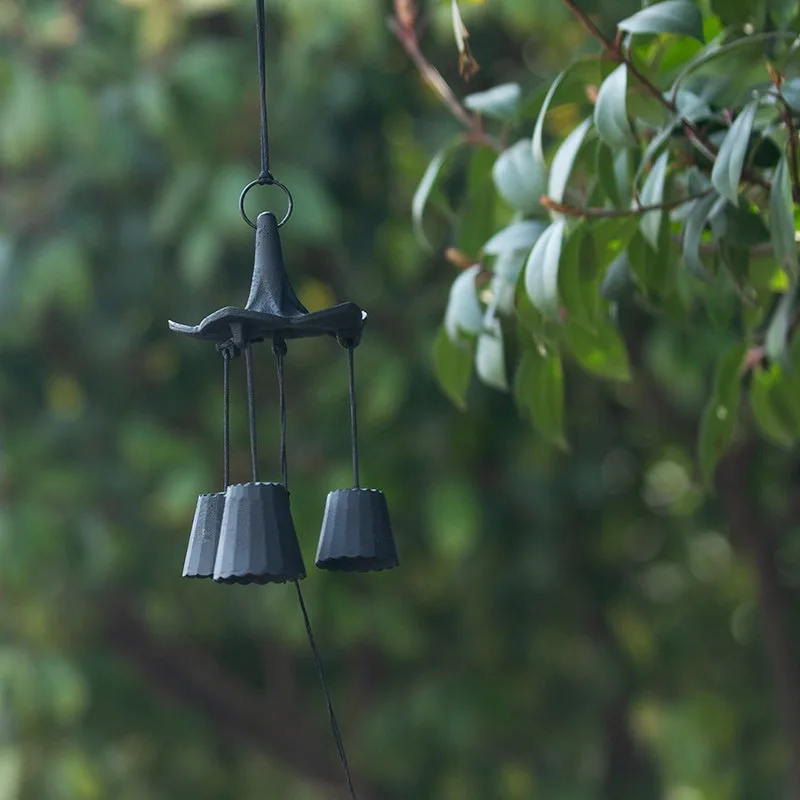 Low Iron Outdoor Wind Chime Japanese Style Decoration Courtyard Door Hanging Ornament Camping Bell Garden Patio Home Decor Gift