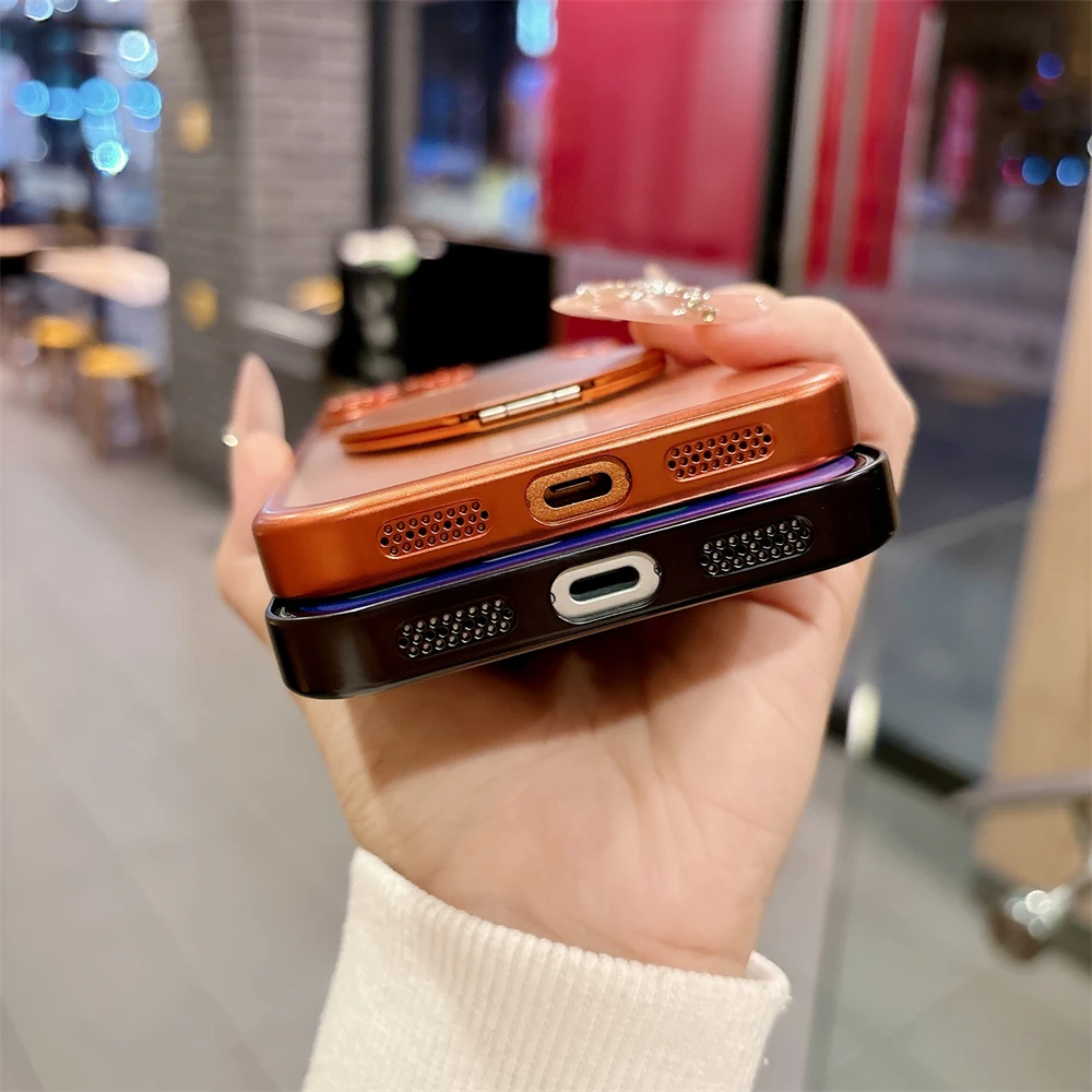 آيفون 17 قطعة ماتي تصفيح مرآة قوس الحال بالنسبة آيفون 17 16 15 14 13 12 11 برو ماكس زائد الهواء ل Magsafe المغناطيسي غطاء