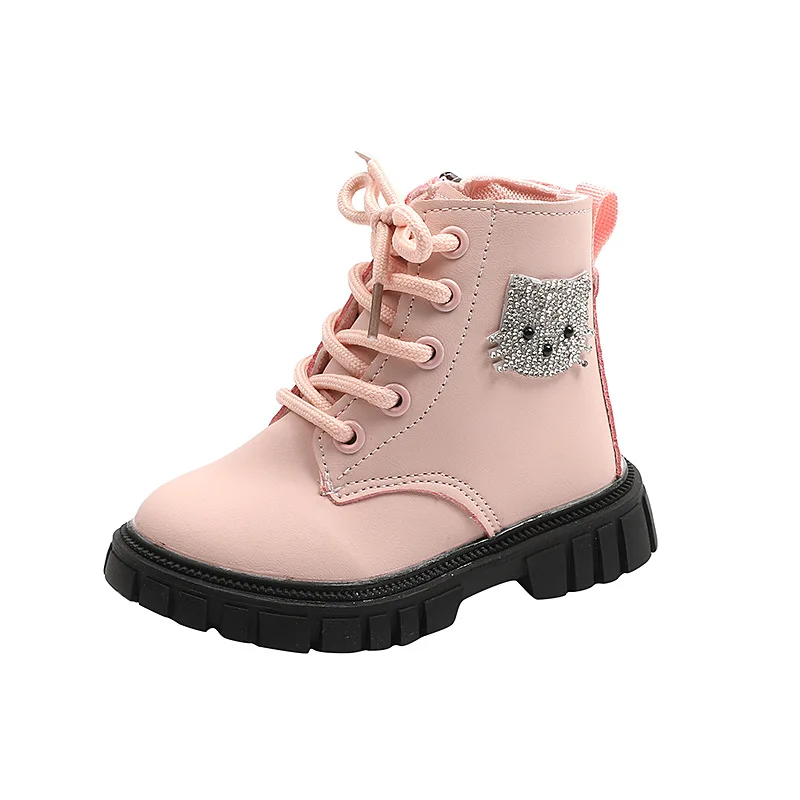 Spring Autumn Kids Boots for Girl Thick Bottom New Princess Platform Ankle Boots Fashion Causal Children Solid Color Short Boots