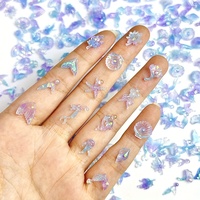 50pcs Glow-in-the-Dark Mini Ocean Charms Set Shiny Seashells, Starfish Mermaid Tails for Nail Art, Phone Cases Jewelry Crafting