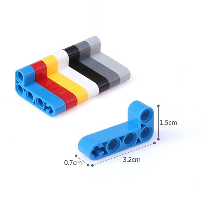 10Pcs Building Blocks Technical Thick Bulk DIY 2x4 L-Shape Arm Liftarm Compatible 32140 Assembles Particles Moc Parts Toy Bricks