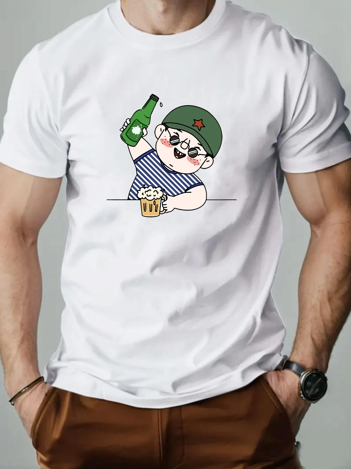 

Men's T-Shirt Cartoon Pattern Printed Fashion Leisure Sports Men's Round Neck T-shirt High Quality Summer Men's Clothing