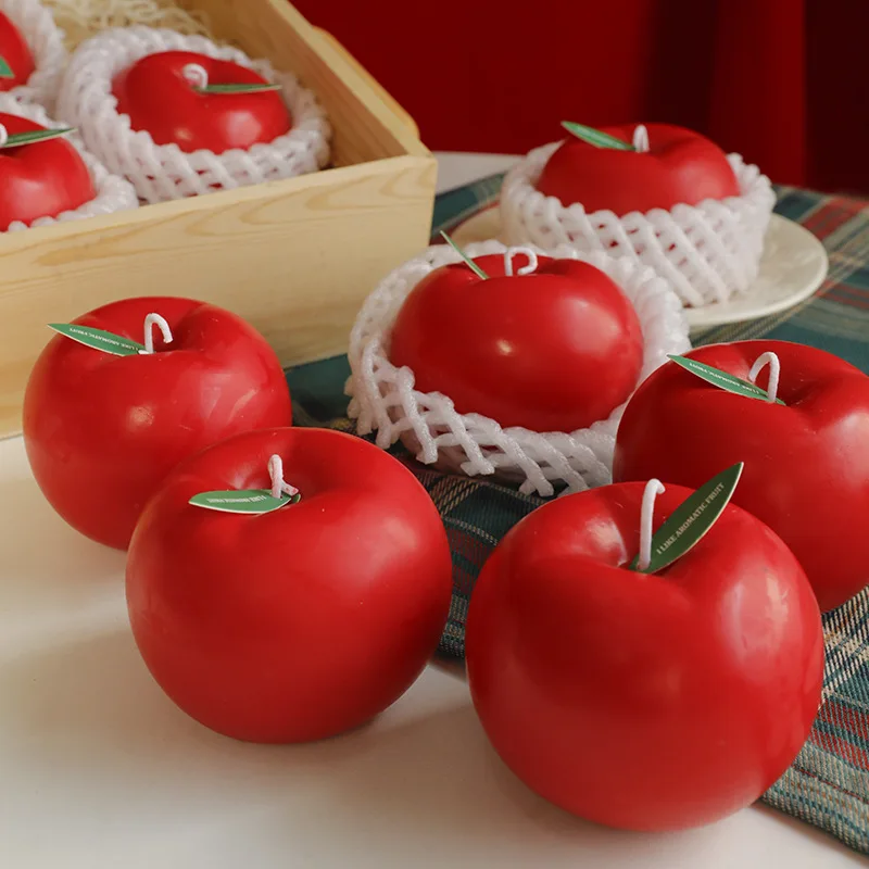 8x6.5cm Red Apple Scented Candles, Simulated Fruit Props, Window Display Items, Handcrafted Scented Souvenirs, Apple Candles
