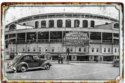 1p,Wrigley Field Chicago Cubs Tin metal sign 8 x 12 ALL METAL