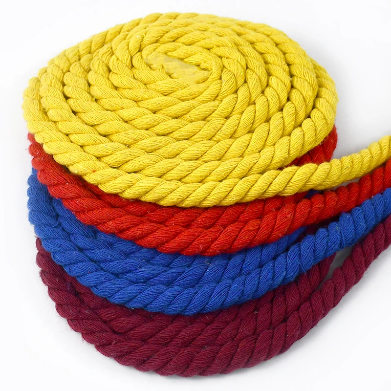 

Meetee 5Meters Colored Cotton Ropes 10mm 3 Shares Twisted Cords for Shoelace Bag Woven Decoration Macrame Rope Sewing Accessory