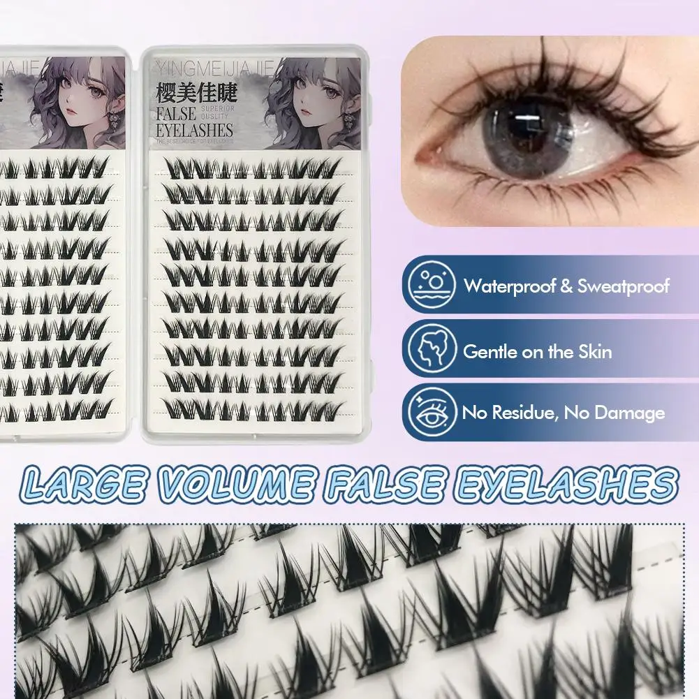 ขนตาปลอมสไตล์เกาหลี ไม่ต้องใช้กาว ความจุเยอะ หนาแน่น ดูเป็นธรรมชาติ สไตล์ฟ็อกซ์  ขนตาการ์ตูน อุปกรณ์แต่งหน้า