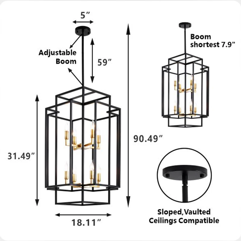 Imagem -06 - Luminárias Pendant em Camadas Industrial Farmhouse Hanging Chandelier Lâmpada para Foyer Sala de Estar Ilha Cozinha Lanterna 8-luzes