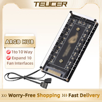 ARGB Connector 1 To 10 Port Splitter Hub 5V 3Pin ARGB Case Fan Hub With Adhesive Base SATA Power For LED Fans Lights