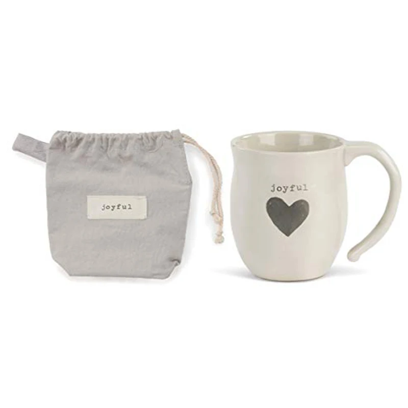 Joyful Heart Cream Inspirational 16 Ounce Ceramic Stoneware Coffee Mug