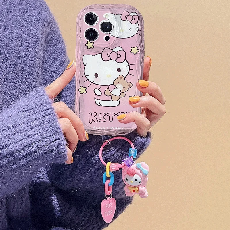 Hello Kitty Pendant Case For Motorola G84 G52 G60 E14 G54 Edge 50 Fusion Pro Ultra G04 G24 G14 G53 G22 G35 G05 G34 G75 G15 G30